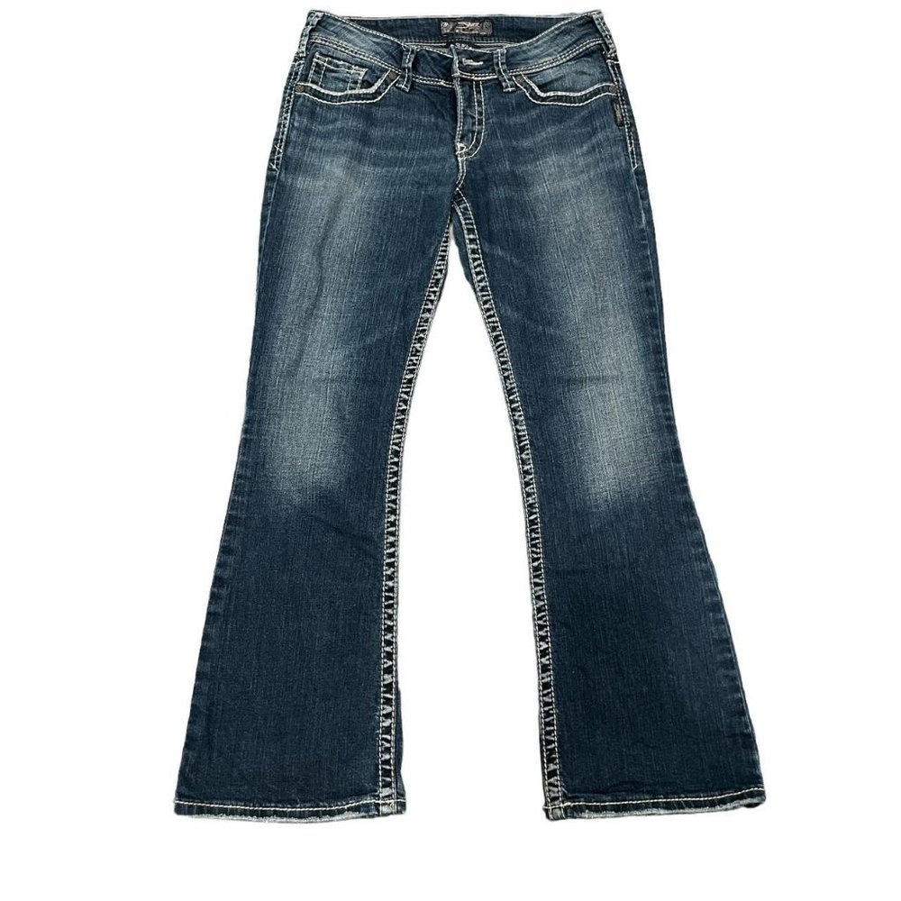 silver suki flared bootcut y2k embellished pocket pants size w26/l30